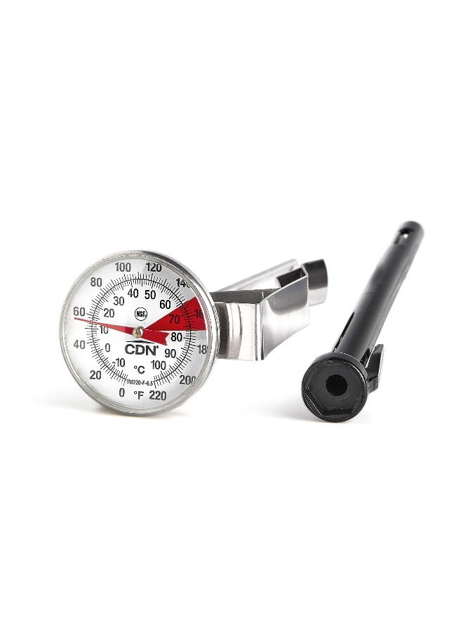 CDN ProAccurate® Instant Read Beverage Frothing Thermometer with Clip for Precise Temperature Measurement, 6.5" Stainless Steel Stem, Easy to Read Display, Black Case (IRB220-F-6.5) - Image 1